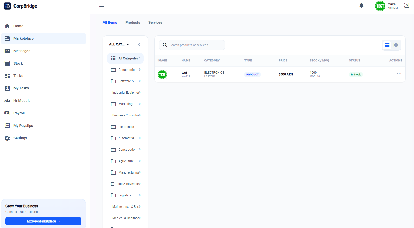 corp-bridge dashboard